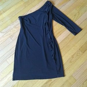Nine west black dress 3/4 sleeve one shoulder